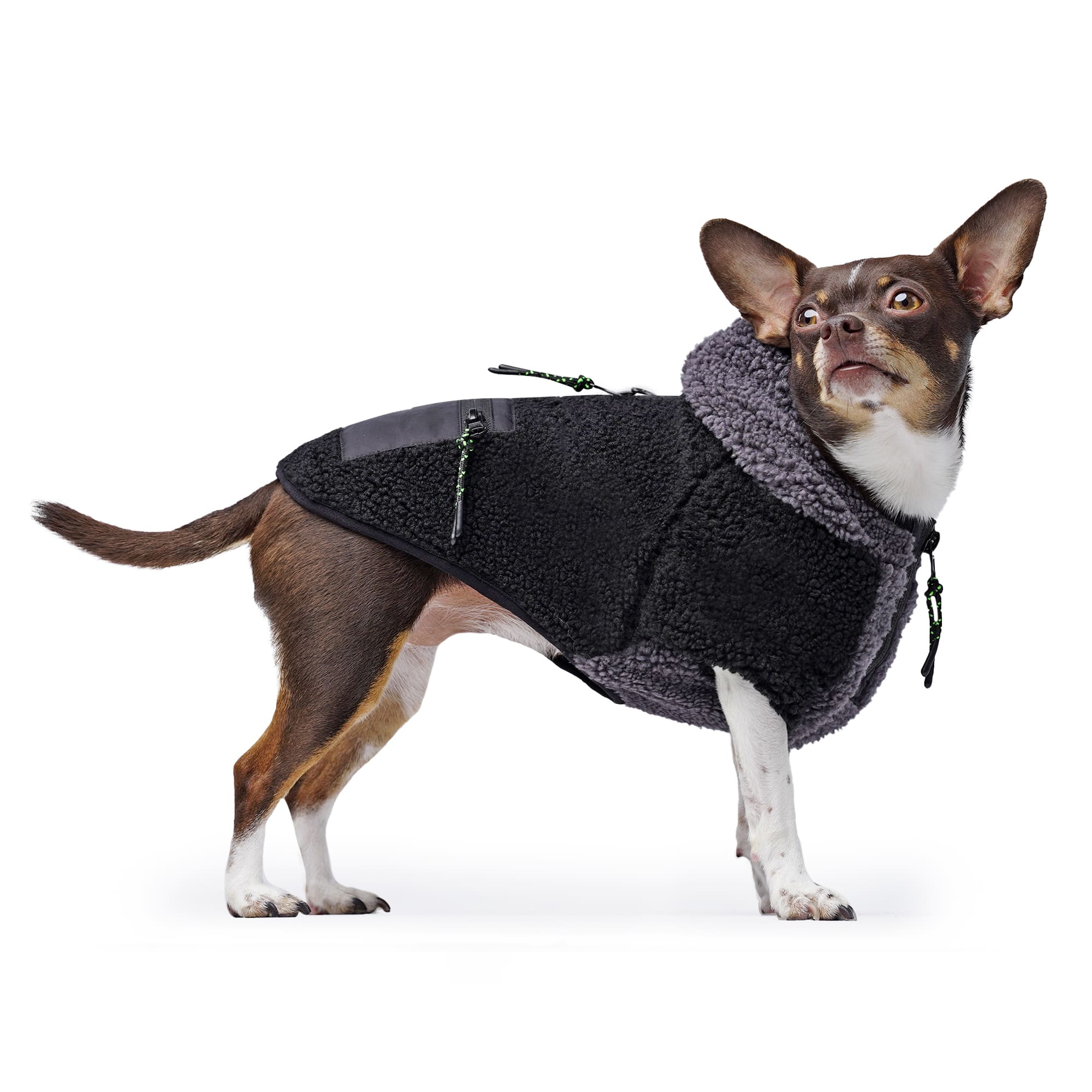 Canada Pooch Cool Factor Dog Hoodie Black and Grey Size 8， 3X-Small