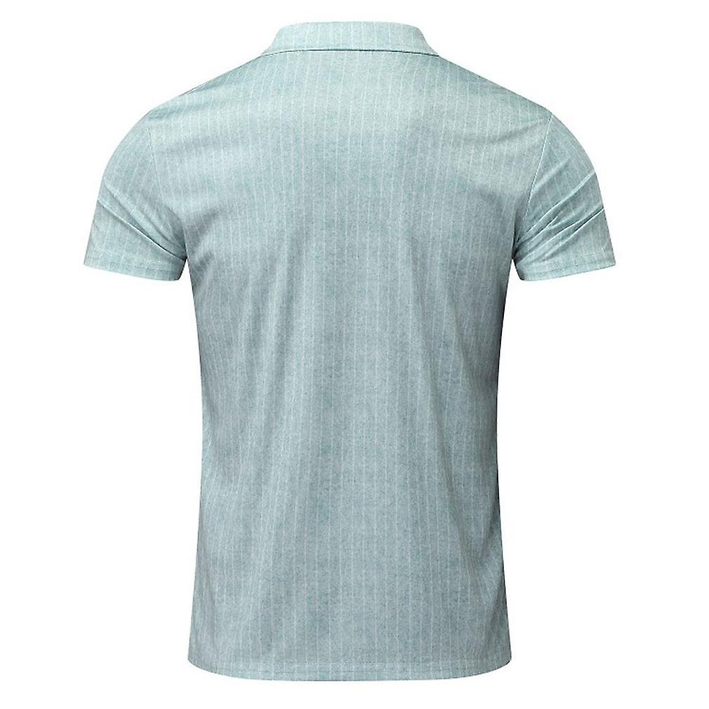 Polo Shirts For Men Knit Zipper Casual Short Sleeve Stripe Polo T Shirt Slim Fit Shirts