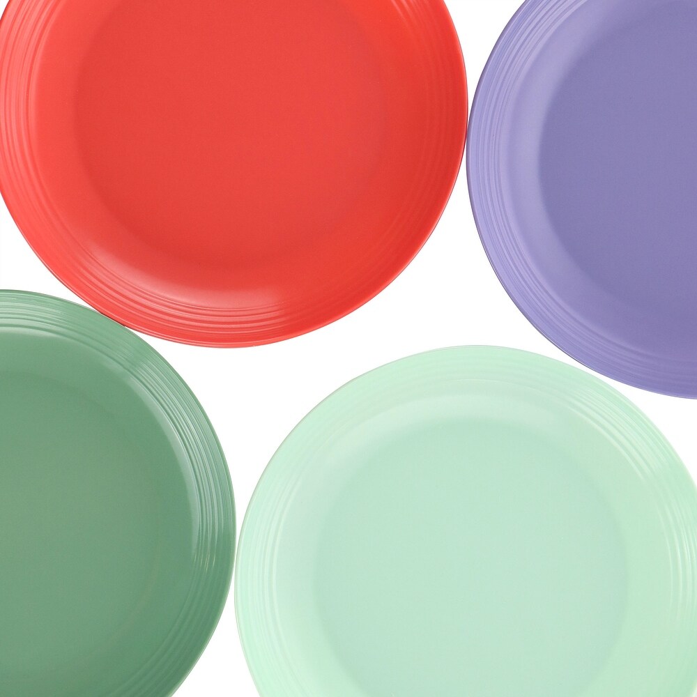 Gibson Home Zelly Melamine 8.5in 16 Piece Dessert Plate Set in Assorted Colors   8.5 Inches