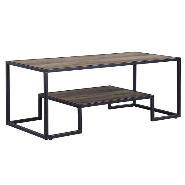 ACME Idella Coffee Table in Rustic Oak and Black Finish