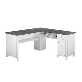 SAINT BIRCH Olivia 59 in. Gray Oak and White Wood 1-Drawer Writing Desk SBOV1025LDWG