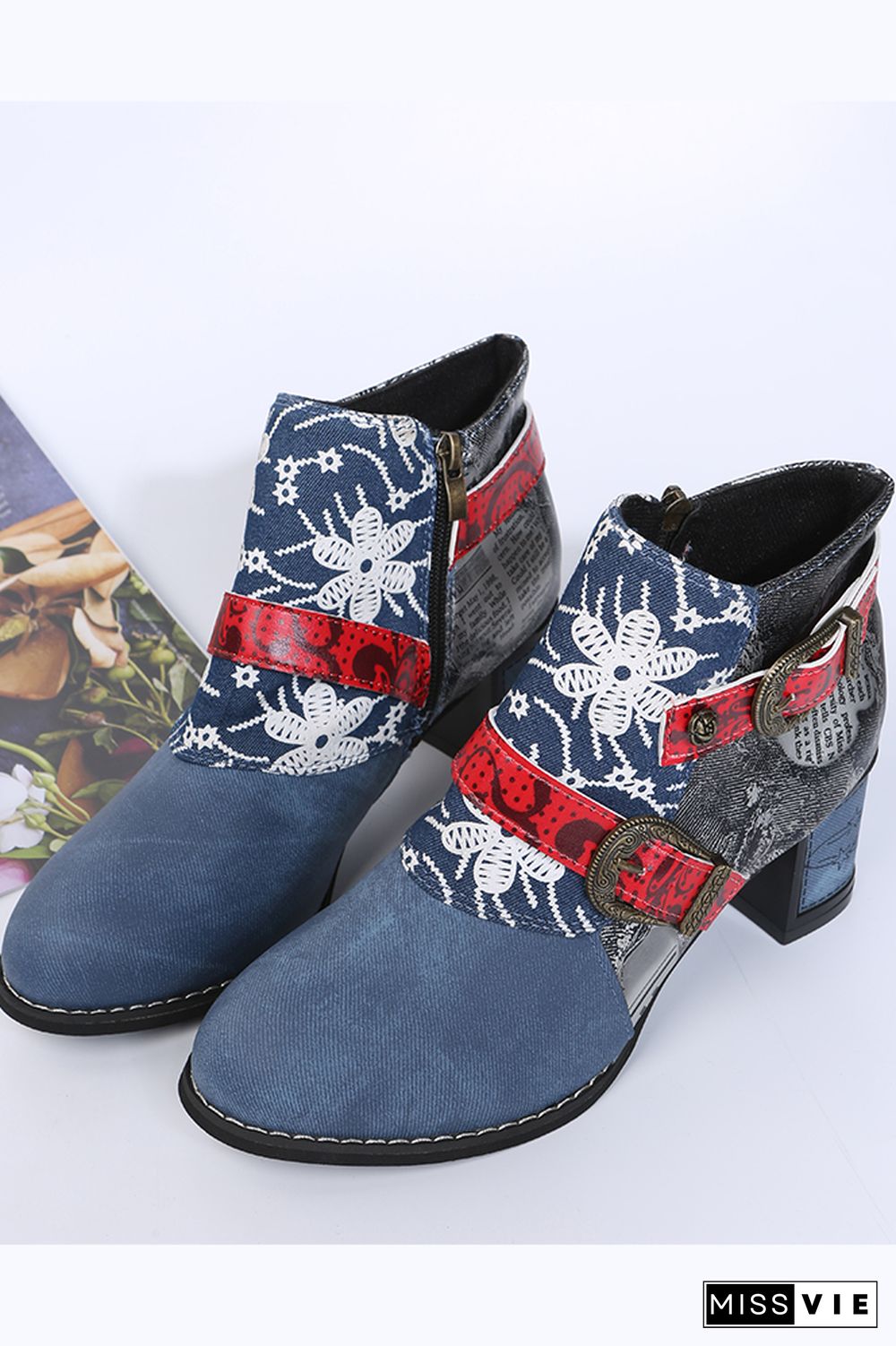 Thick-heeled Retro Ethnic Short boots Women Wholesale