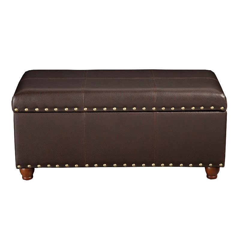 HomePop Nailhead Faux Leather Storage Ottoman