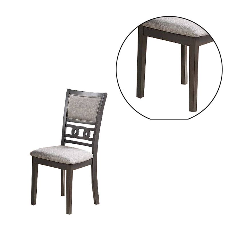 Fabric Upholstered Dining Chair With Panel Back， Knot Cut Outs， Set Of 2， Gray - Benzara