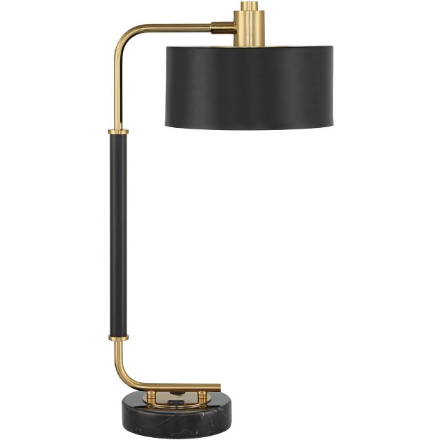 High Black Gold With Dual Usb Charging Ports Metal Drum Shade For Bedroom Living Room Home