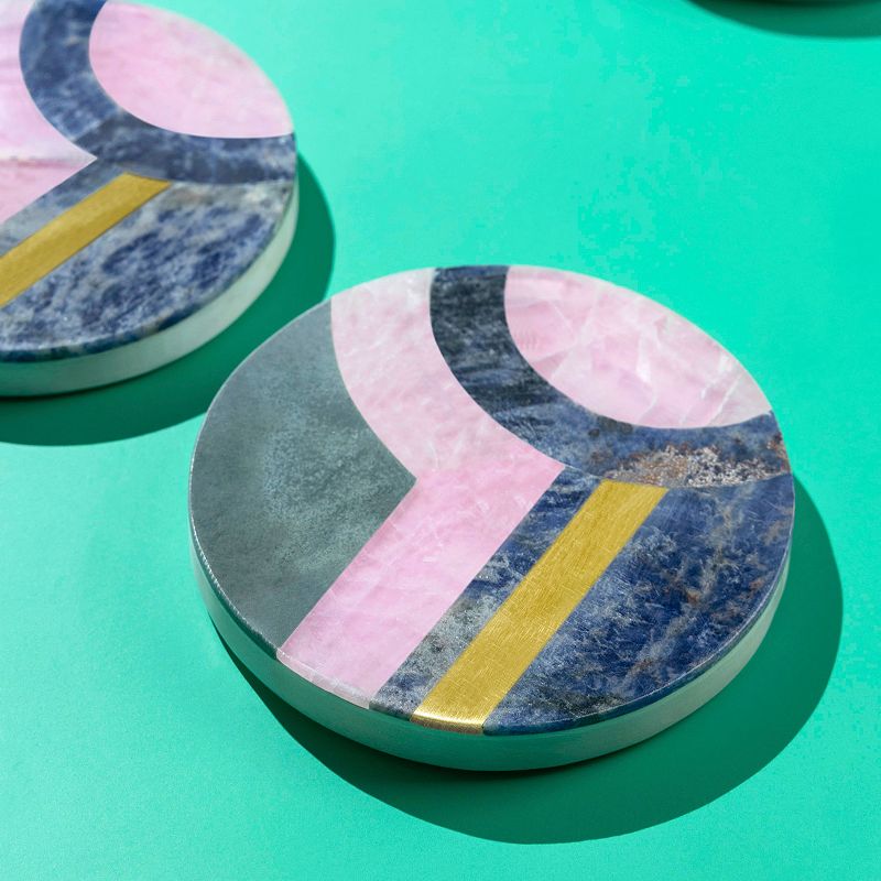 Provence Marble Coasters， Set of 4