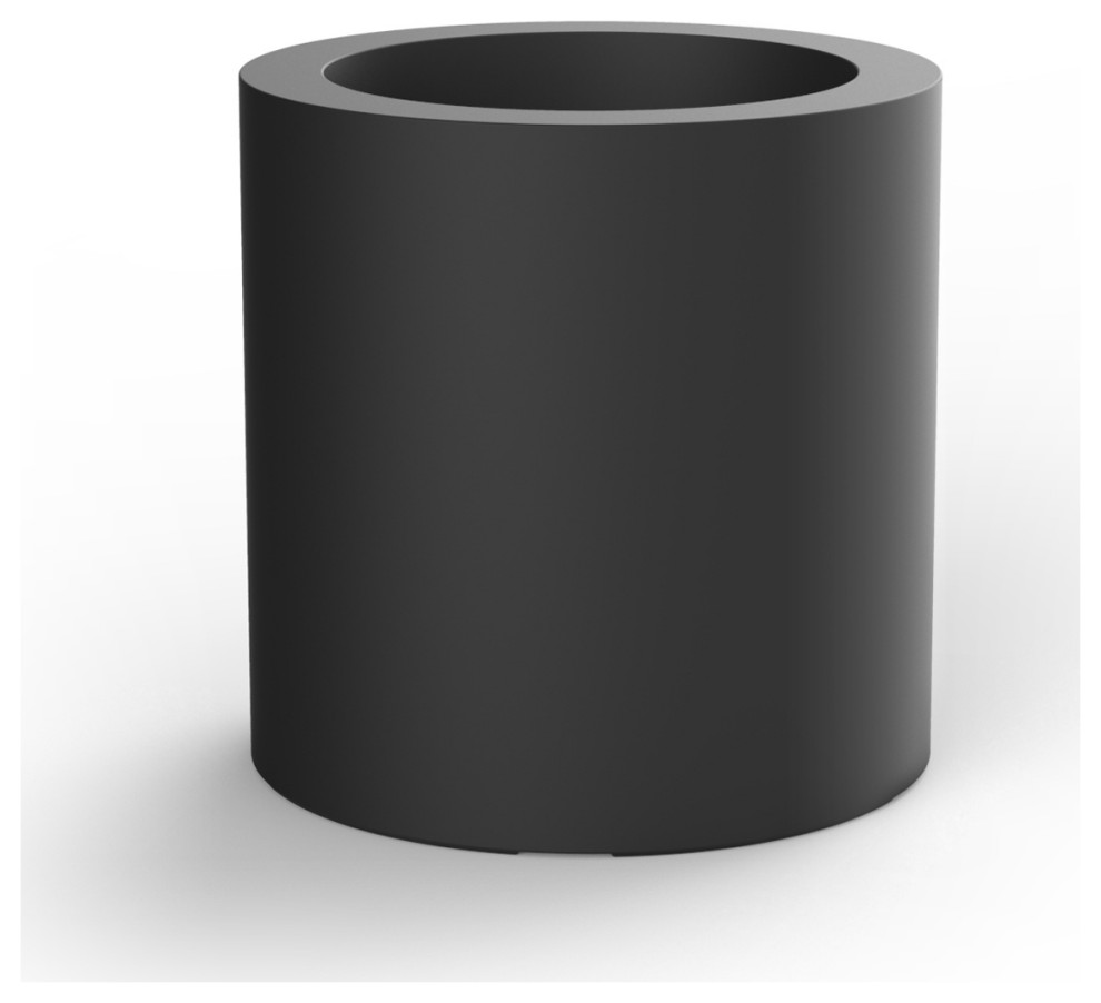 Studio Vondom Cylinder Planter 19.75 quotH Basic Anthracite   Transitional   Outdoor Pots And Planters   by Vondom  Houzz