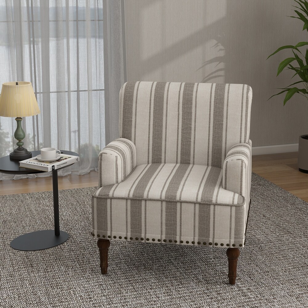 Upholstered Stripe Accent Chair Modern Armchair