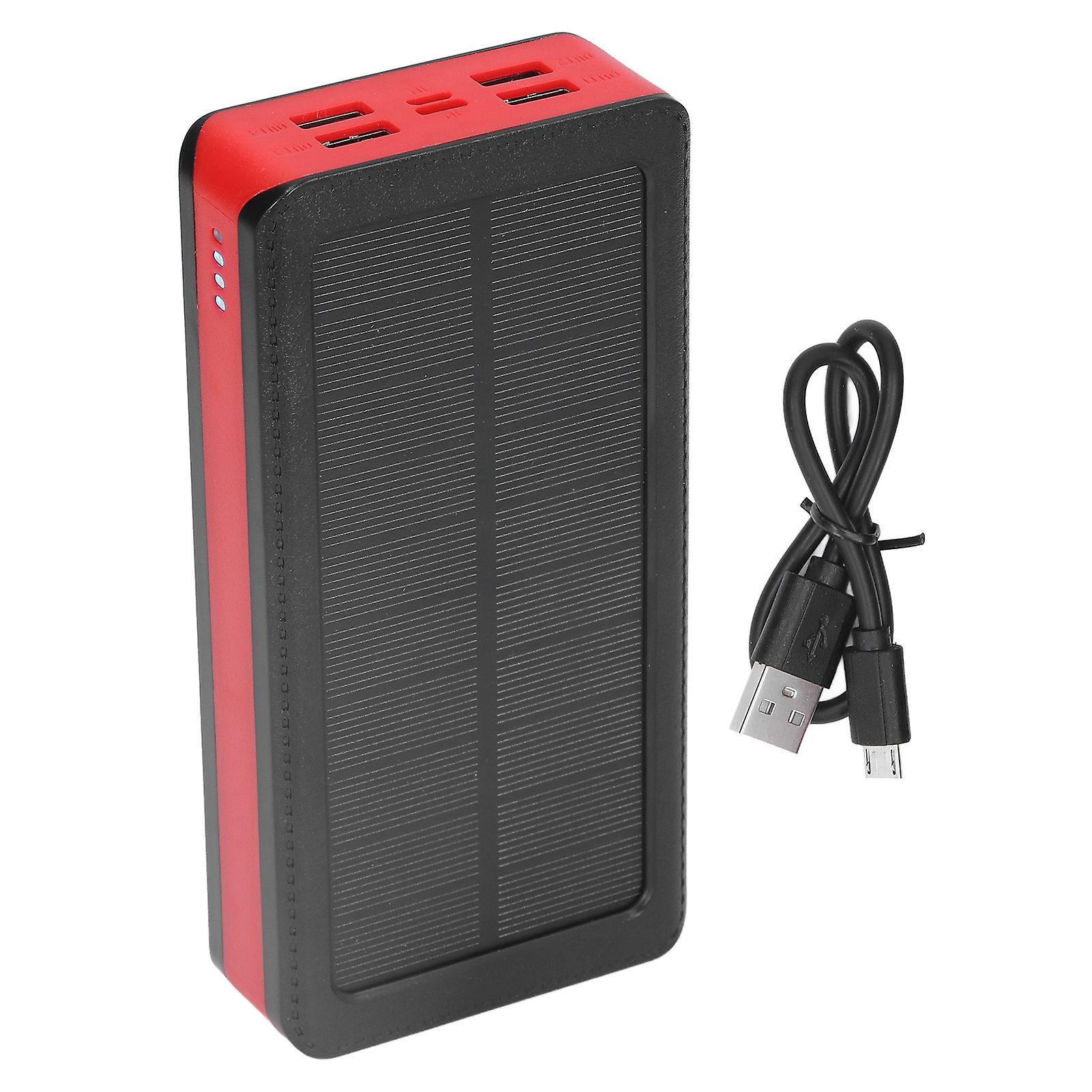 Solar Power Bank with 32 LED Light 4 USB Port 30000mAh Capacity for Camping Hiking Adventure Emergency