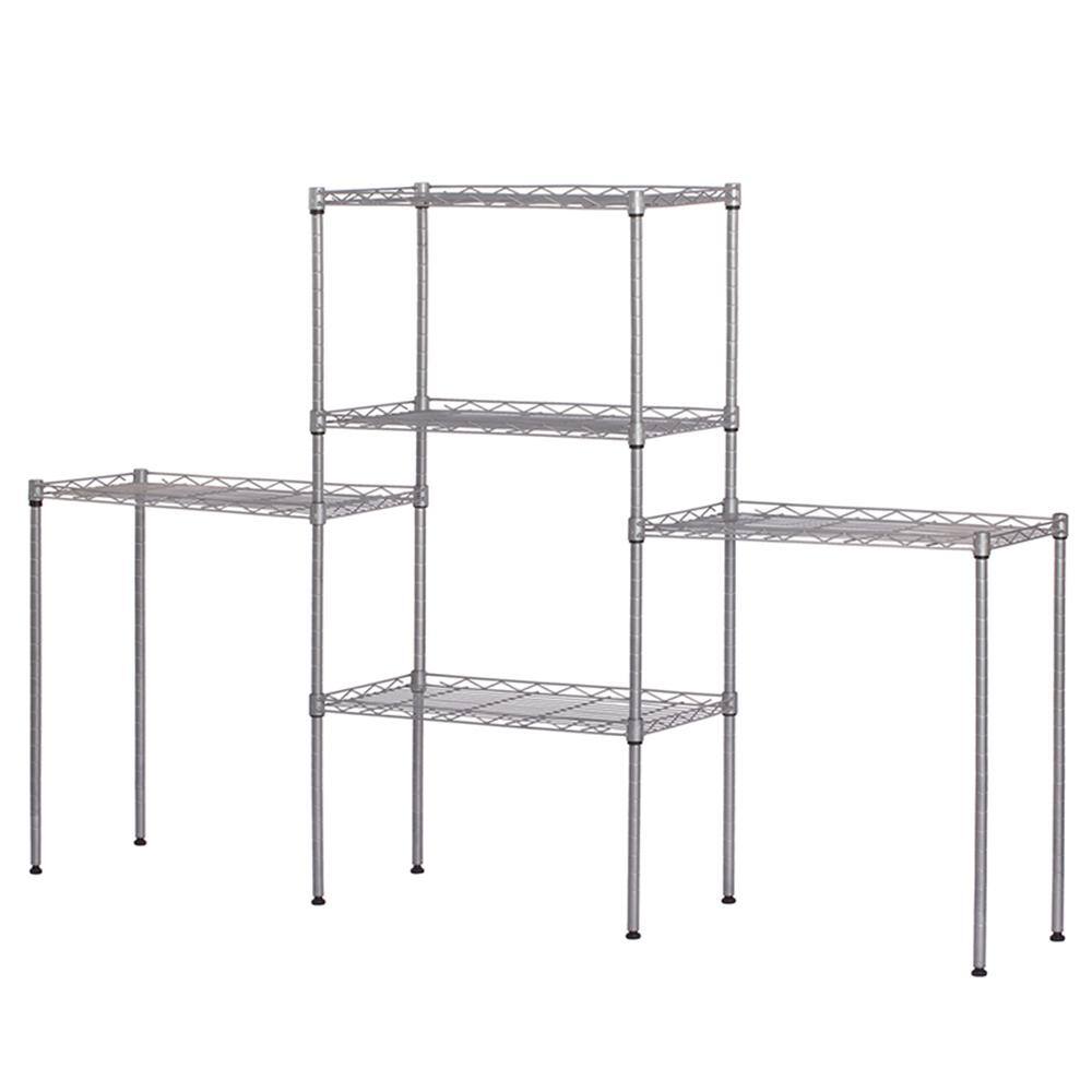 Karl home Silver 5-Tier Heavy Duty Steel Freestanding Garage Storage Unit (11.42 in. W x 59 in. H x 21.3 in. D) 302992573327