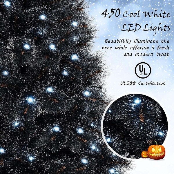 6/7/8 FT PreLit Black Halloween Christmas Tree Artificial Full Tree