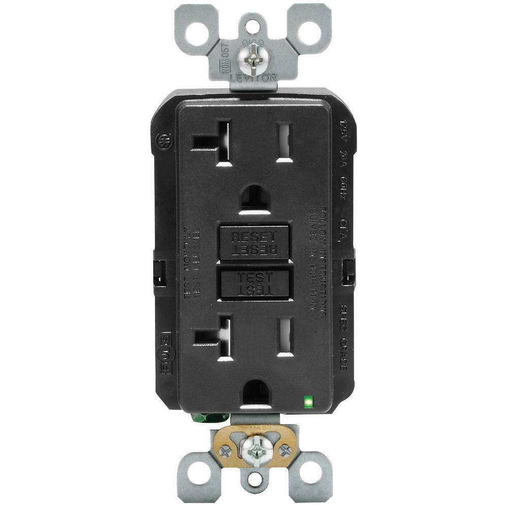 Leviton 20 Amp 125-Volt Duplex SmarTest Self-Test Tamper Resistant GFCI Outlet Black R95-GFTR2-0KE