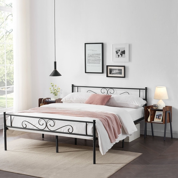 Tamika 3-pieces Metal Bed Frame Modern Storage Nightstands Set - - 35568844