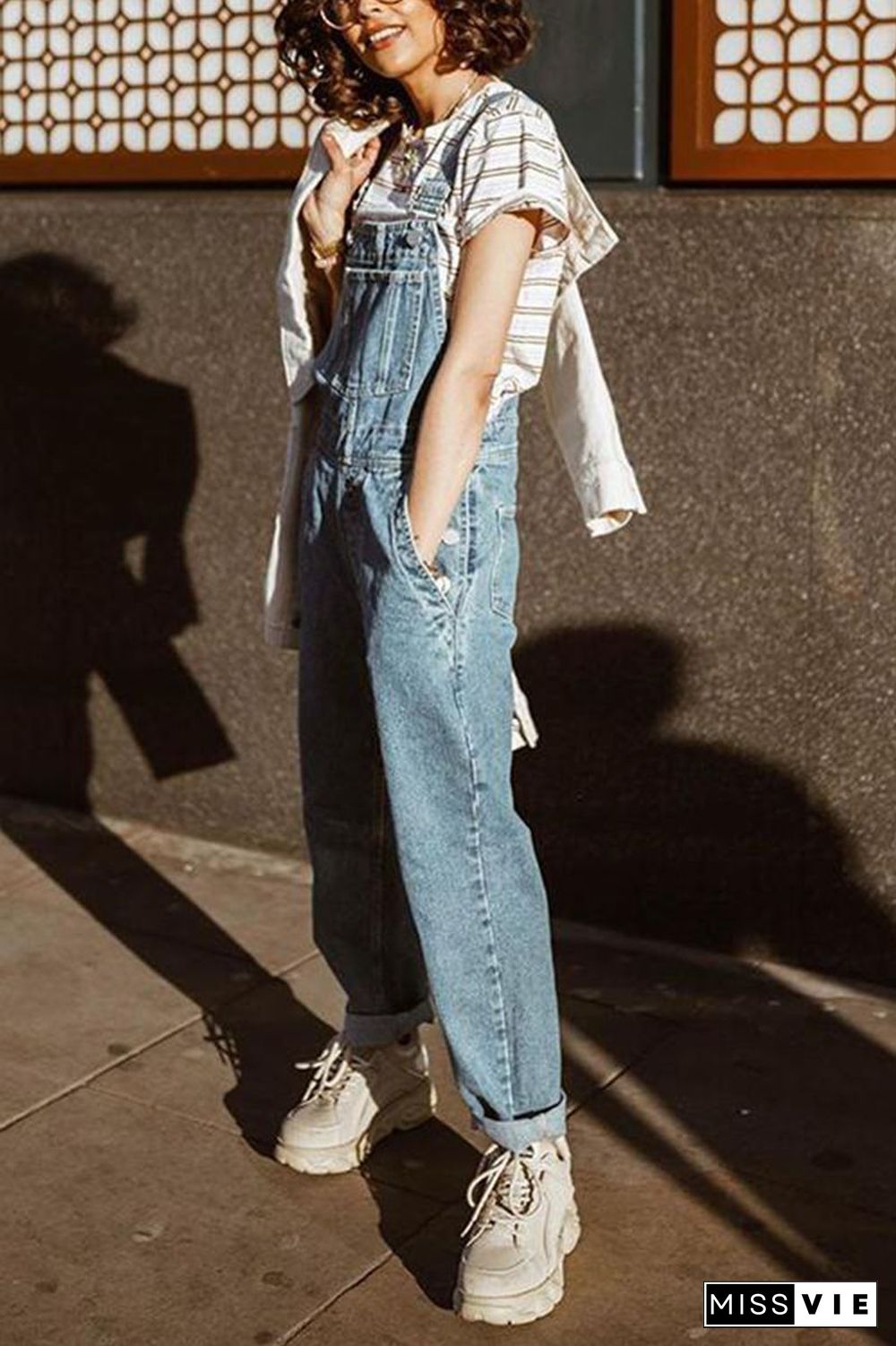 Wardrobe Basics Ripped Denim Romper Shorts Jean overalls