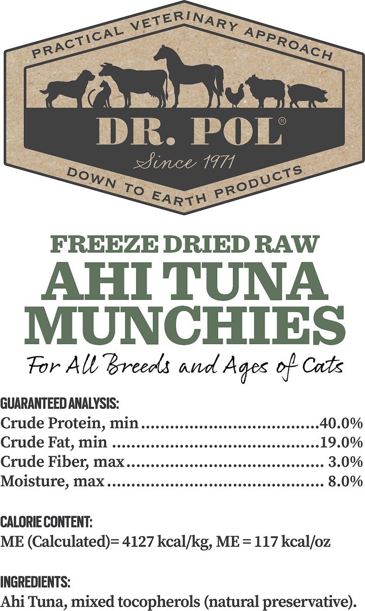 Dr. Pol Ahi Tuna Munchies Grain-Free Freeze-Dried Raw Cat Treats， 3.5-oz bag