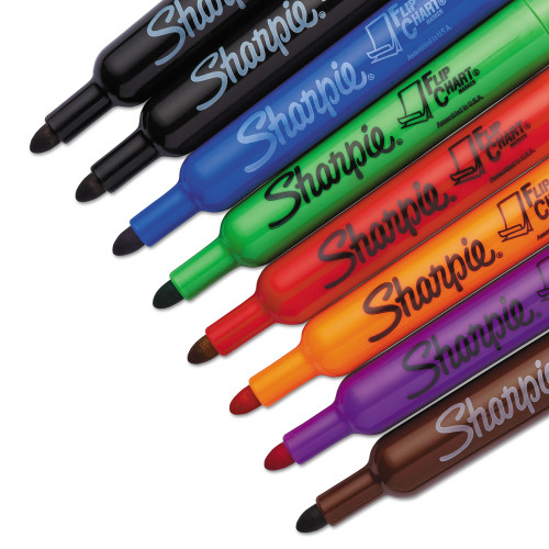 Sharpie Flip ChartMarker， Broad Bullet Tip， Assorted Colors， 8/Set (22478)