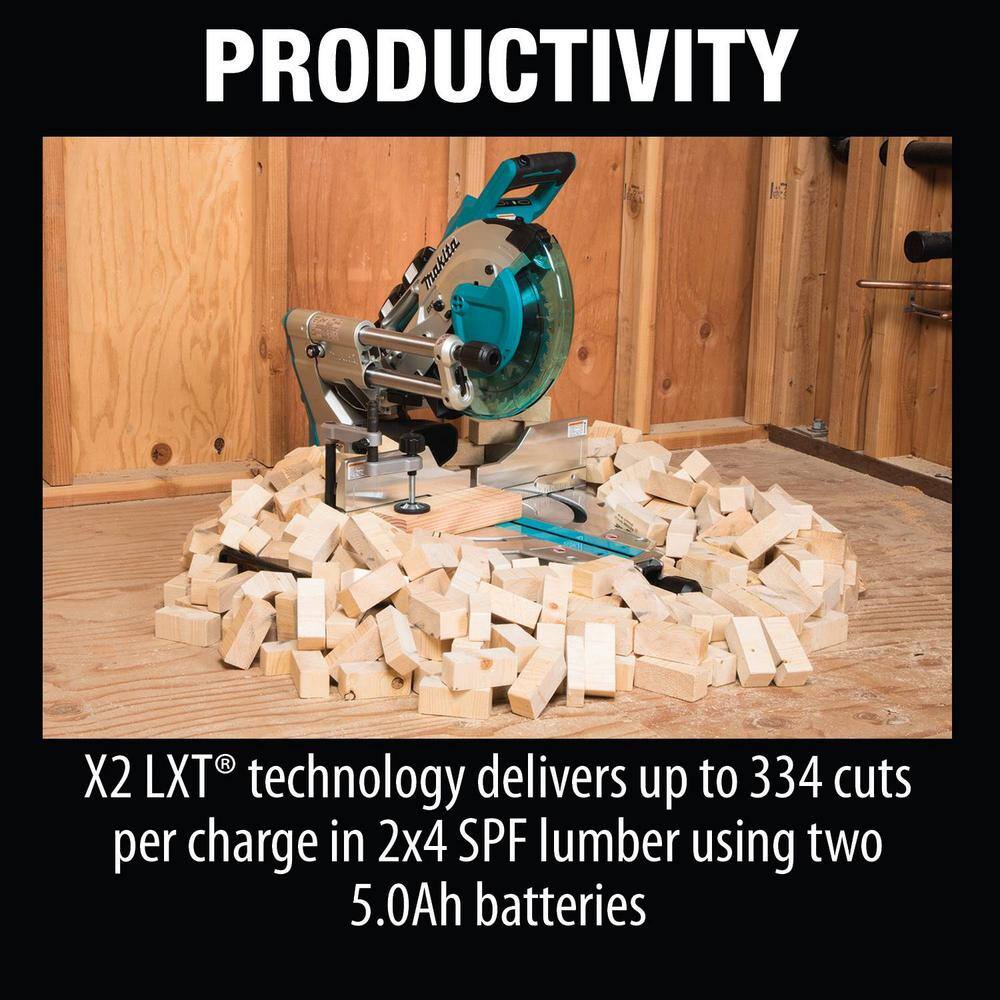 Makita 18V 5.0Ah X2 LXT Lithium-Ion (36V) Brushless Cordless 10 in. Dual-Bevel Sliding Compound Miter Saw with Laser Kit XSL06PT