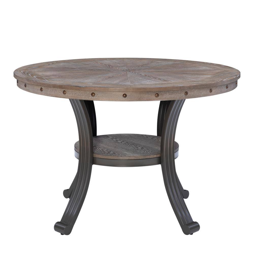 Powell Company Chasin 45L x 45D x 30H Pewter Round Dining Table HD1749DT21