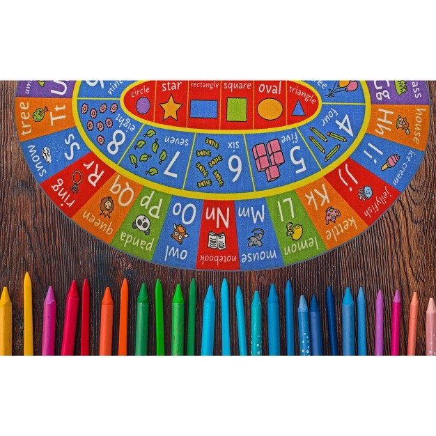 Kc Cubs Boy amp Girl Kids Abc Alphabet Numbers amp Shapes Educational Learning amp Fun Game Play Nursery Bedroom Classroom Oval Rug Carpet