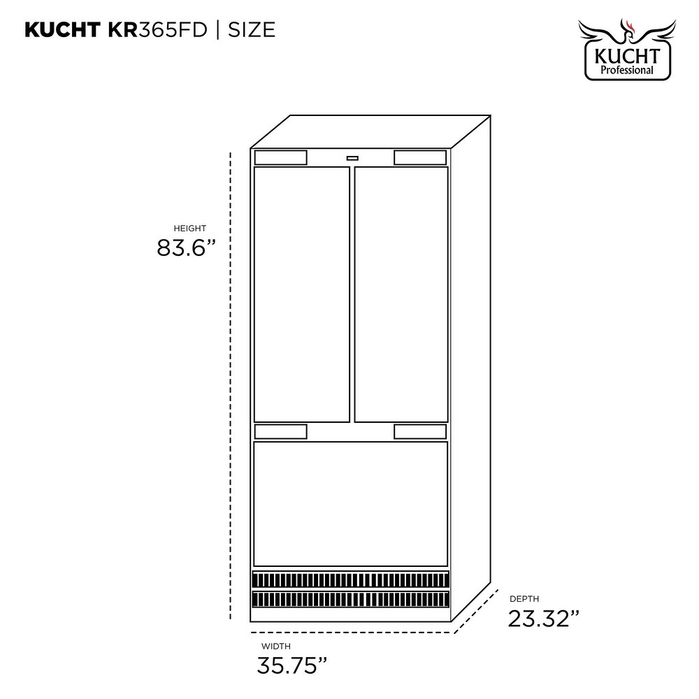 36 in. Width 19.6 cu. ft. French Door Built In Refrigerator in Custom Panel Ready  Counter Depth   36\