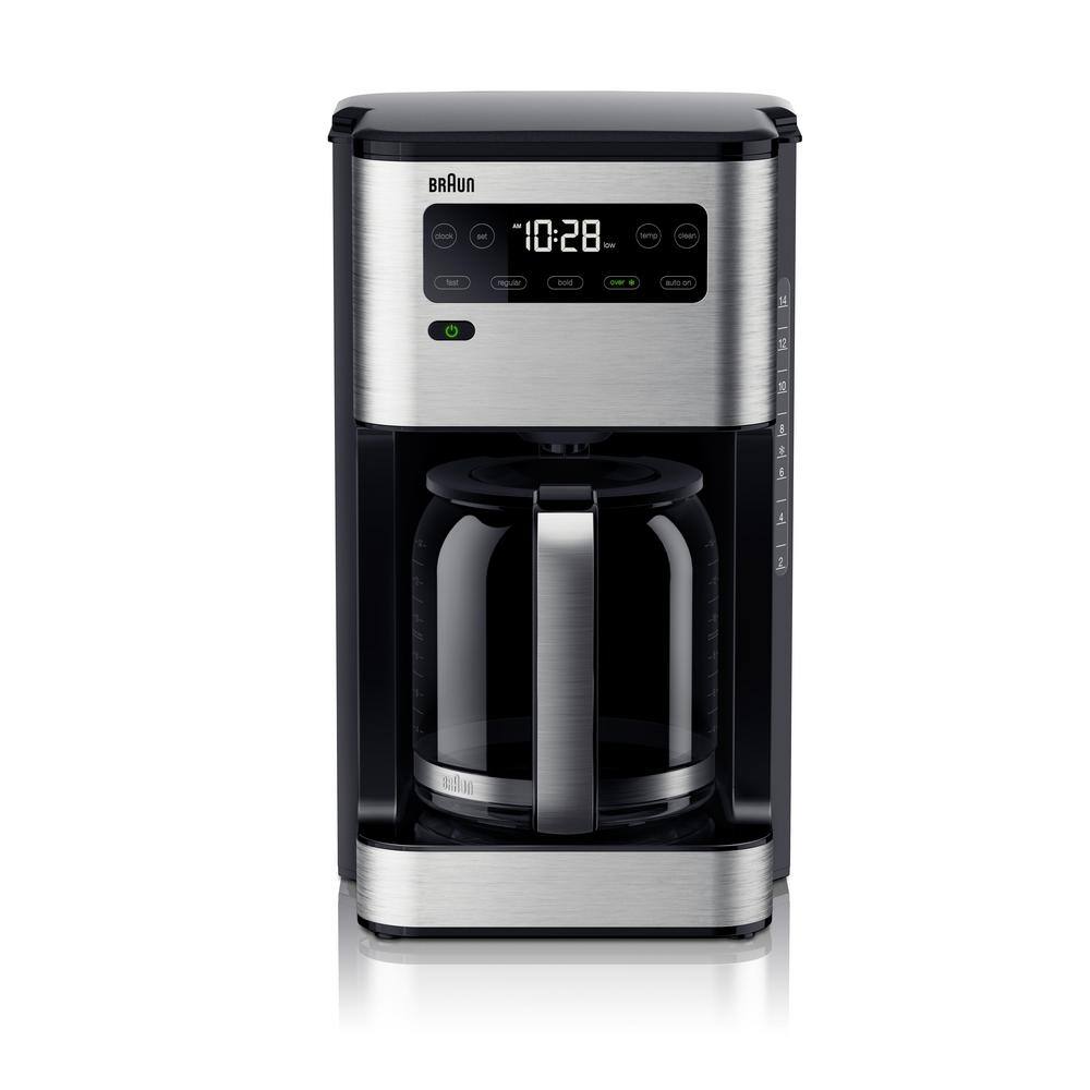 Braun KF5650BK PureFlavor 14- Cup Black and Stainless Steel Programmable Drip Coffee Maker with FastBrew System KF5650BK