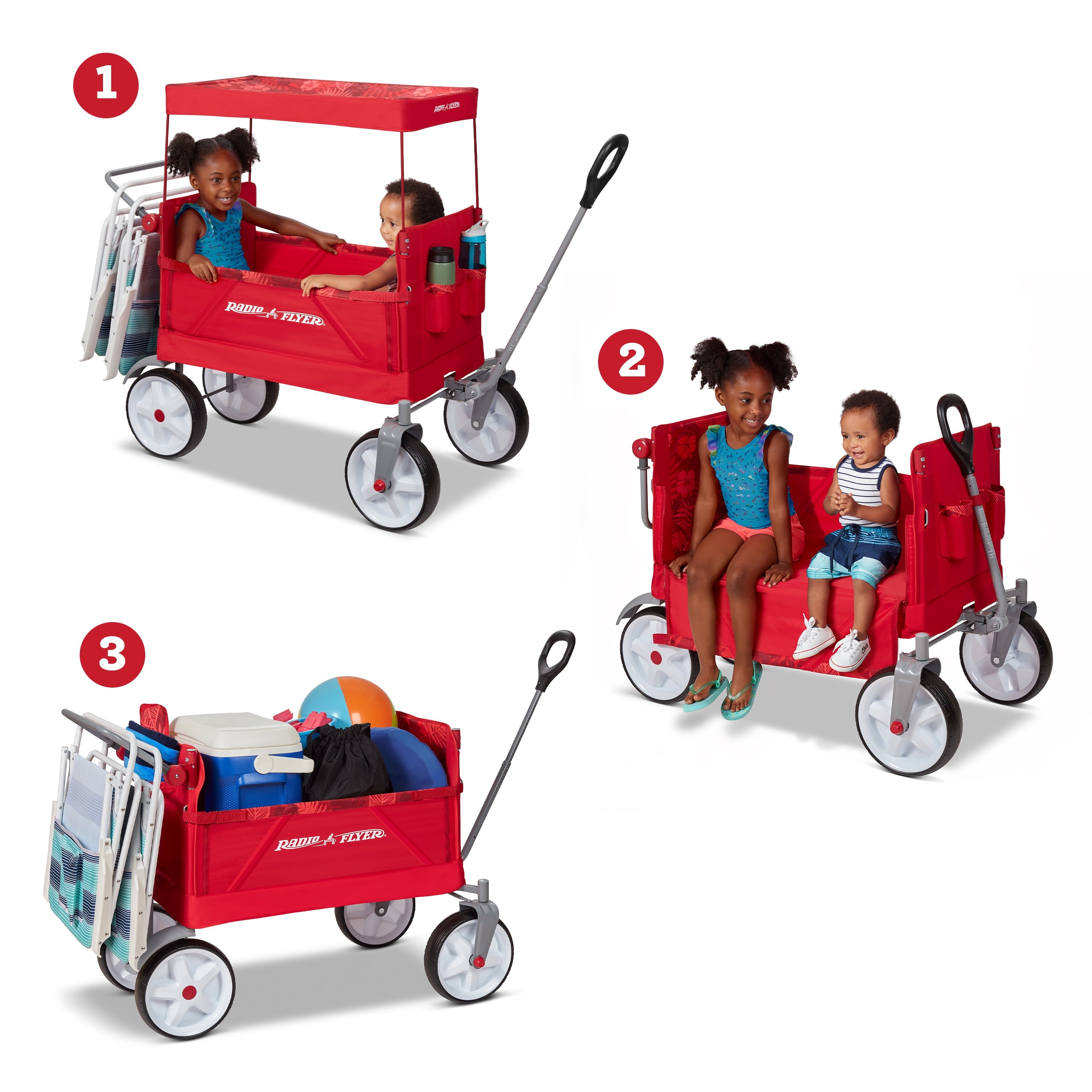 Radio Flyer, Beach & Boardwalk EZ Fold Wagon, Recycled Fabric, Red