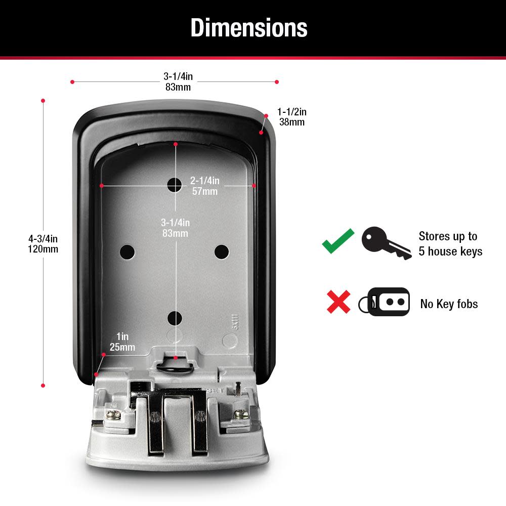 3-1/4in (83mm) Wide Set Your Own Combination Wall Lock Box ;