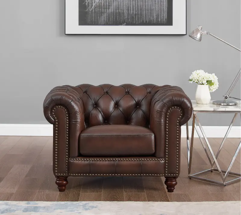 Lanchester Brown Leather Chair