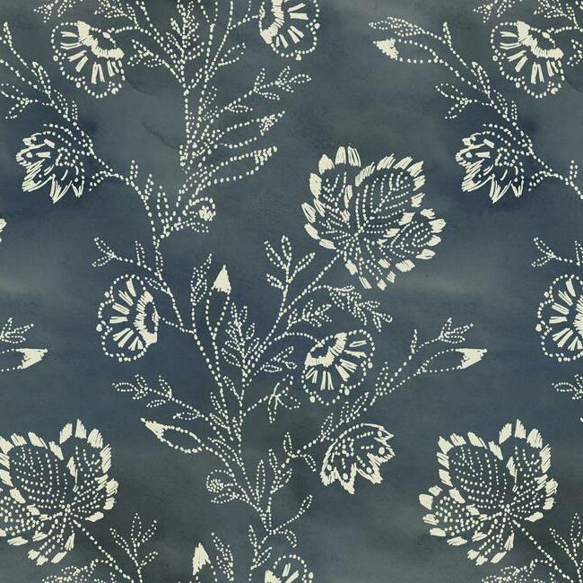 Barbier Wallpaper in Blue from the Lemieux Et Cie Collection