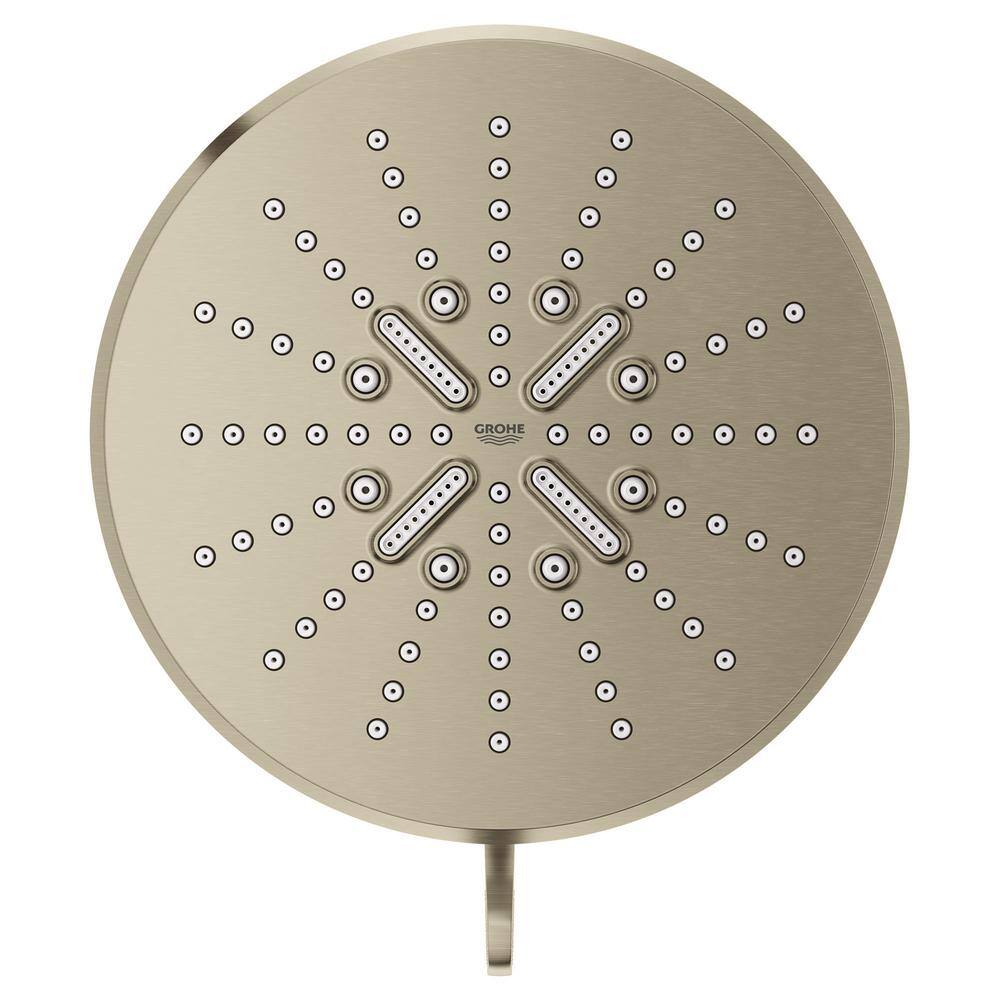 GROHE Rainshower SmartActive 3-Spray Patterns with 1.75 GPM 6.5 in. Wall Mount Round Fixed Shower Head in Brushed Nickel 26789EN0