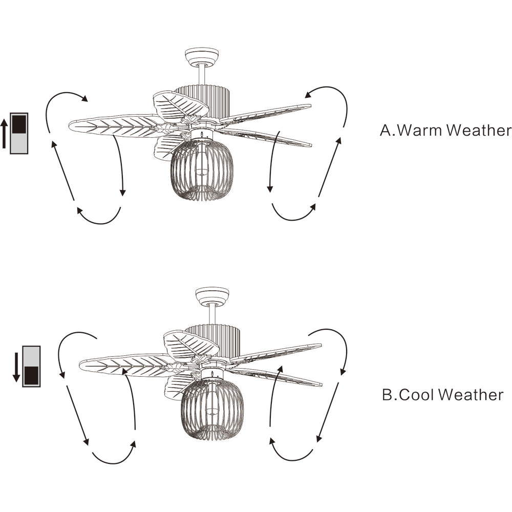 Aguano 48-inch Lighted Ceiling Fan and Broad Leaf Blades (remote controlled)