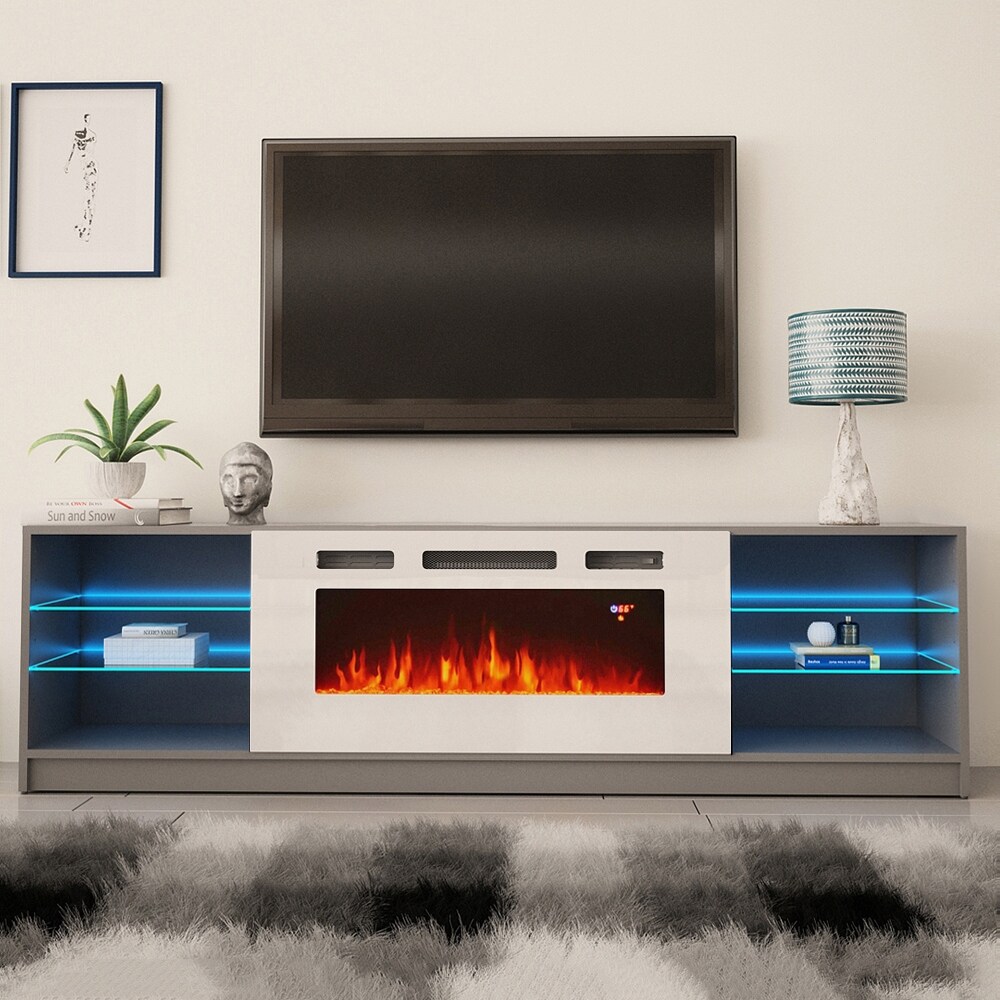 Boston WH01 79 inch Modern Electric Fireplace TV Stand