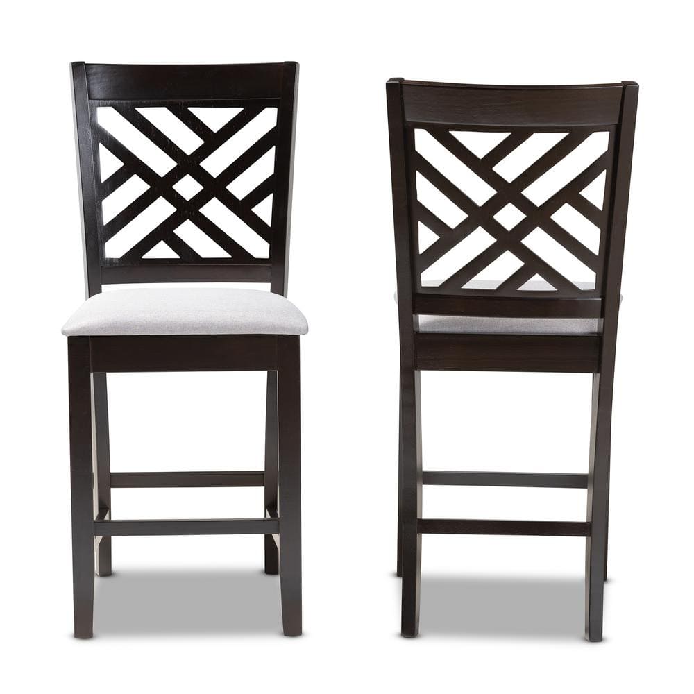 Baxton Studio Caron 43 in. Gray and Espresso Bar Stool (Set of 2) 153-2PC-9598-HD