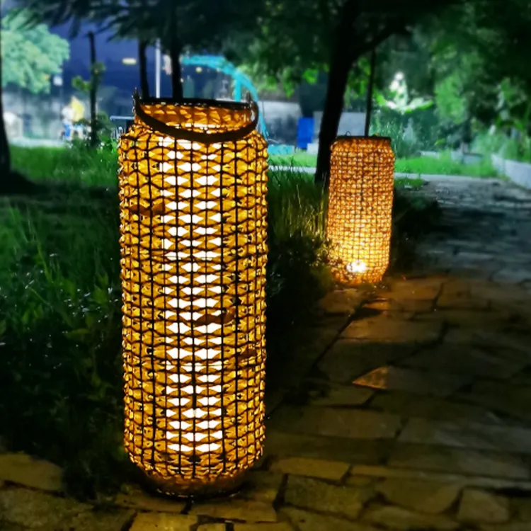 XSXLight factory customization garden landscaping   decking outdoor waterproof solar rattan lantern garden decorations supplies