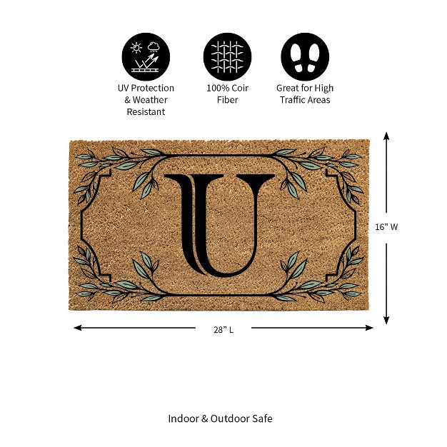 X 16 quot Monogram Coir Mat Letter quot u quot