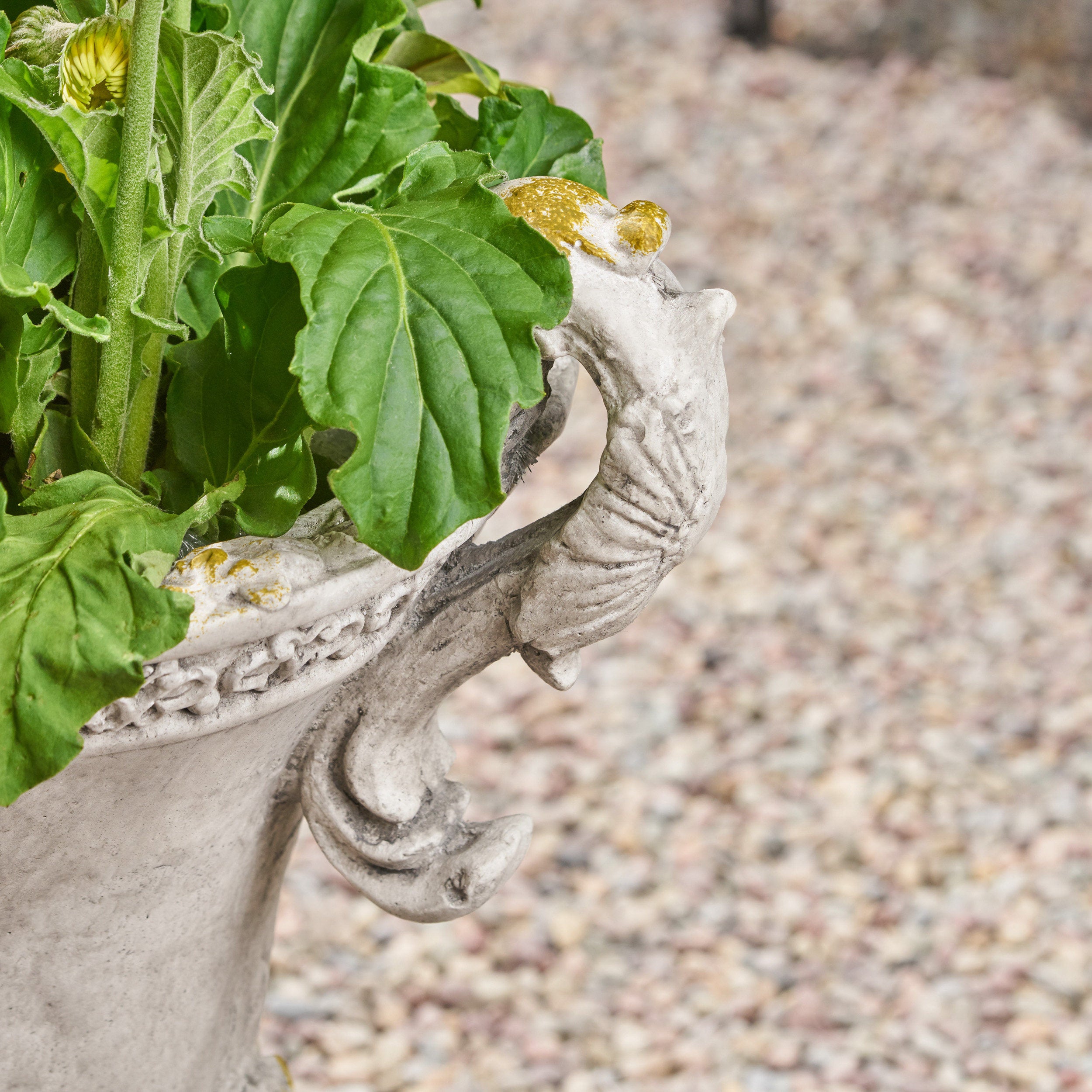 Renee Chalice Garden Urn Planter, Roman, Botanical, Lightweight Concrete