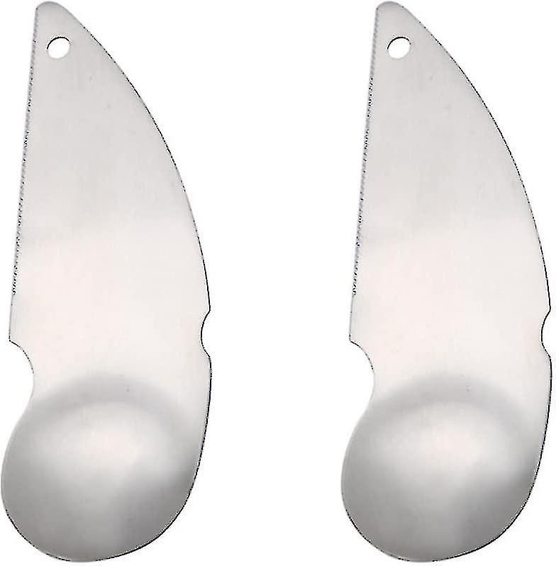 Kiwi Fruit Avocado Tool Kitchen Gadget Flatware Utensils Cutlery Works And Suitable For Any Fruit(2pcs， Silver)