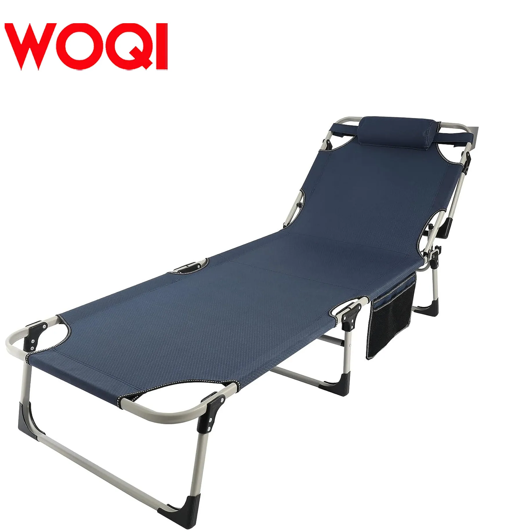 WOQI Portable Folding Camping Beach Bed Cot Metal Single Metal Sale Adult Outdoor Luxury Sleeping Folding Camping Bed Cots