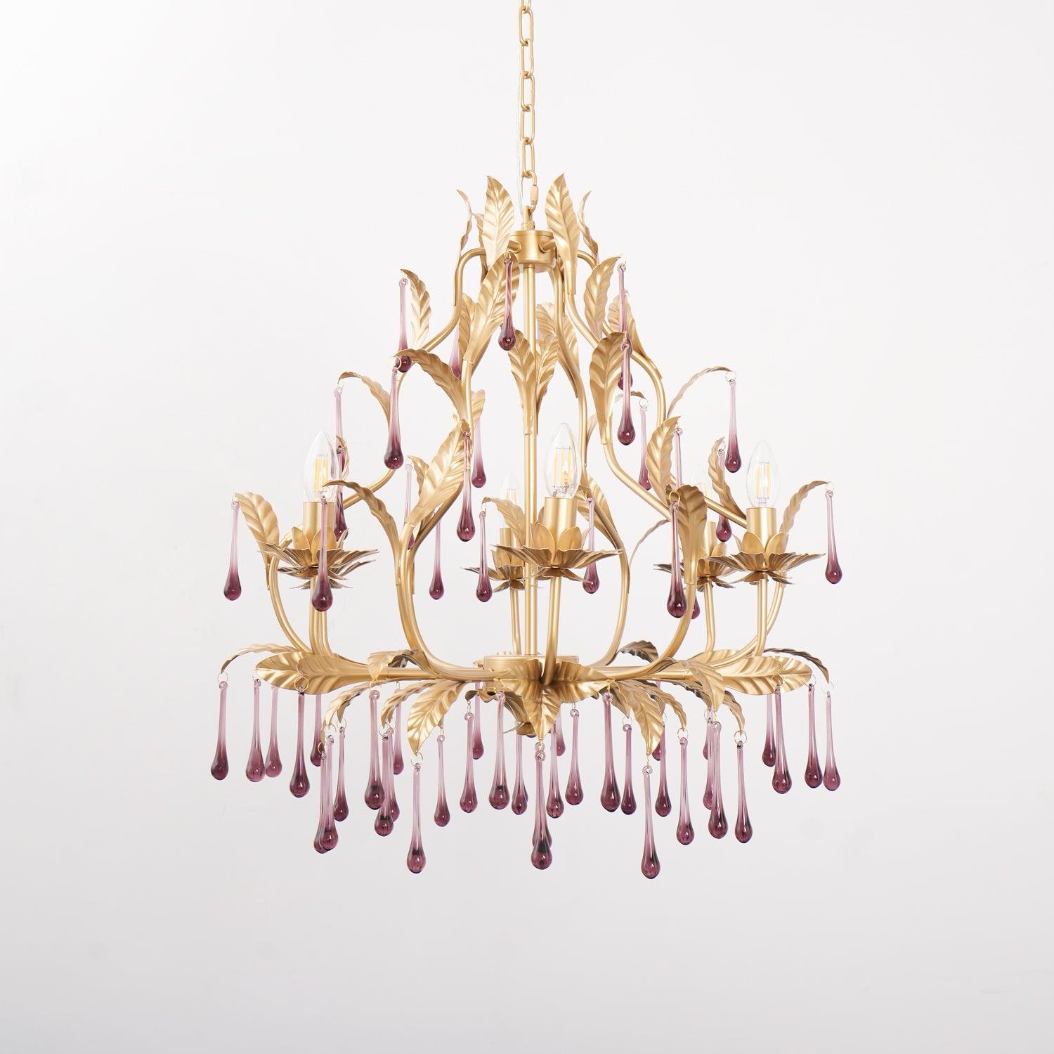 Amethyst Drops Glass Chandelier