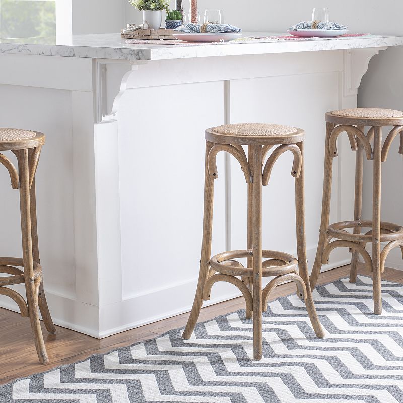 Linon Rae Backless Wood Bar Stool