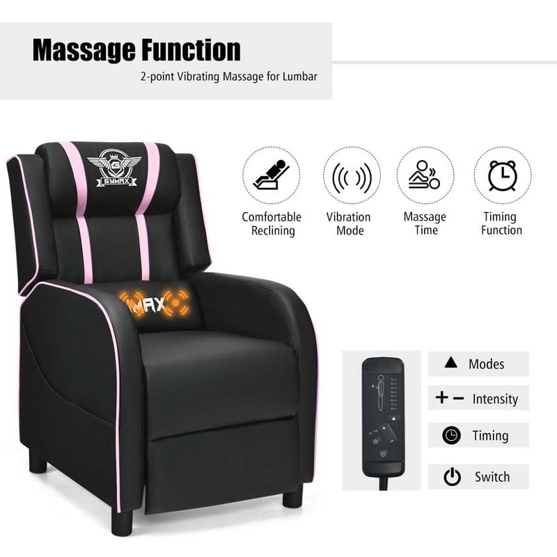 Massage Gaming Recliner Chair with Footrest, Racing Style Gaming Sofa, Lounge Sofa, PU Leather Single Sofa, Home Theater Seat