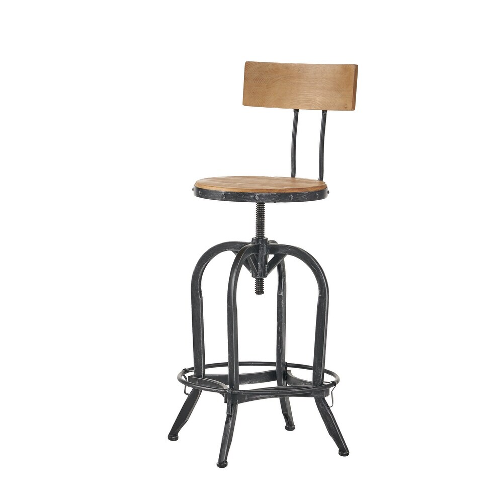 Stirling Adjustable Wood Backed Bar Stool by Christopher Knight Home