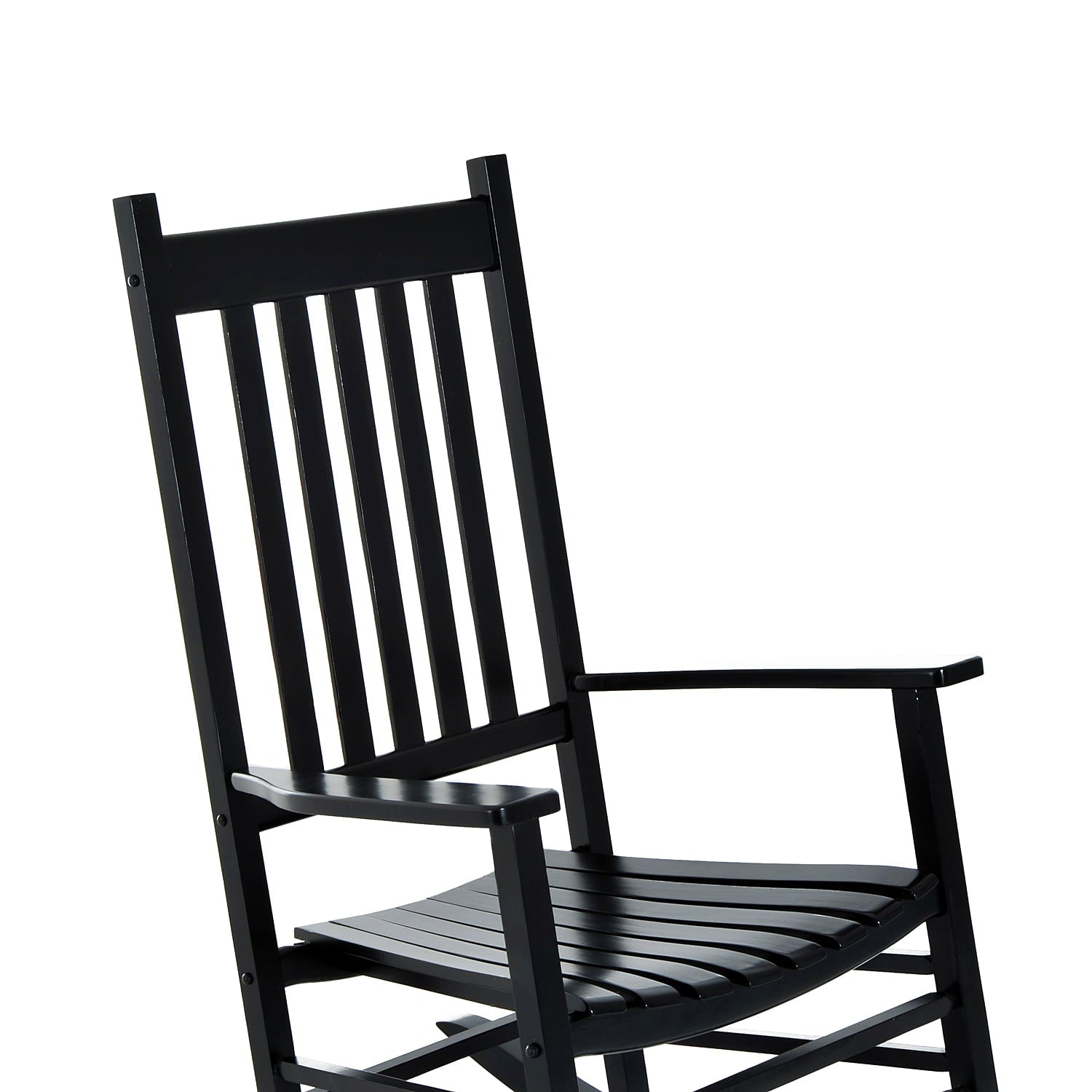 Outsunny Outdoor Rocking Chair, Wooden Rustic High Back All Weather Rocker, Slatted for Indoor, Backyard & Patio, Black