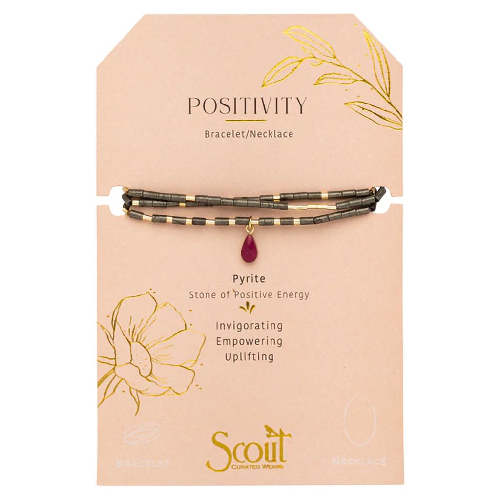 Scout Curated Wears  Teardrop Stone Wrap - Pyrite/Fuchsia/Gold - Stone of Positive Energy