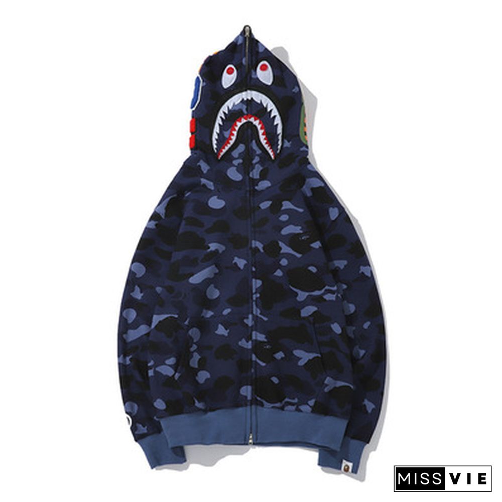 Fashion Shark Head Print Sweatshirt Hooded Jacket