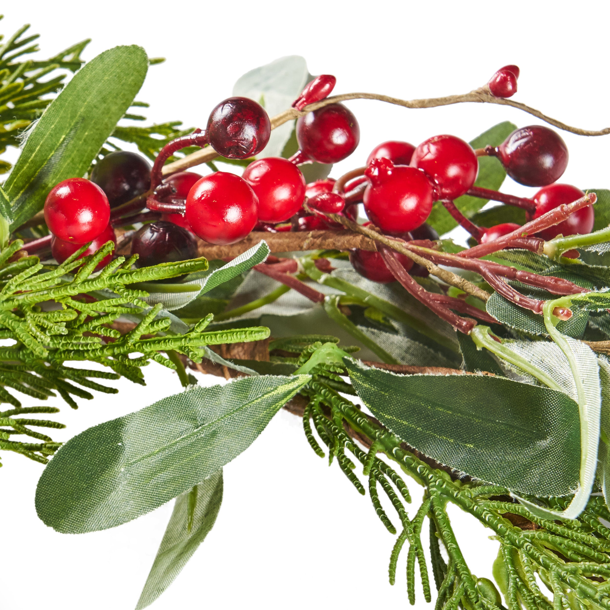 Turin 6-Foot Artificial Olive Leaf Garland with Red Berries