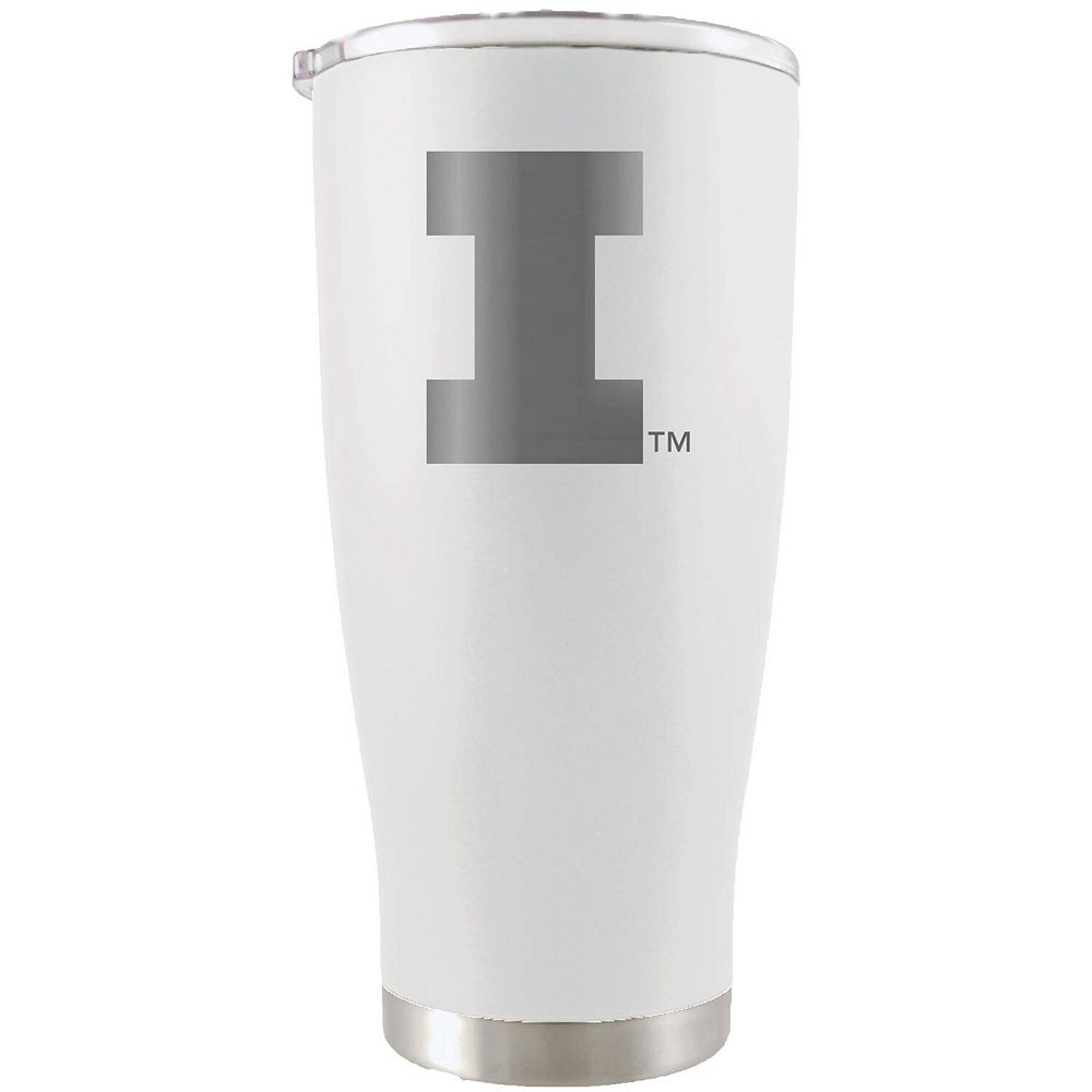 Illinois Fighting Illini 20oz. Etched Team Logo Tumbler - White