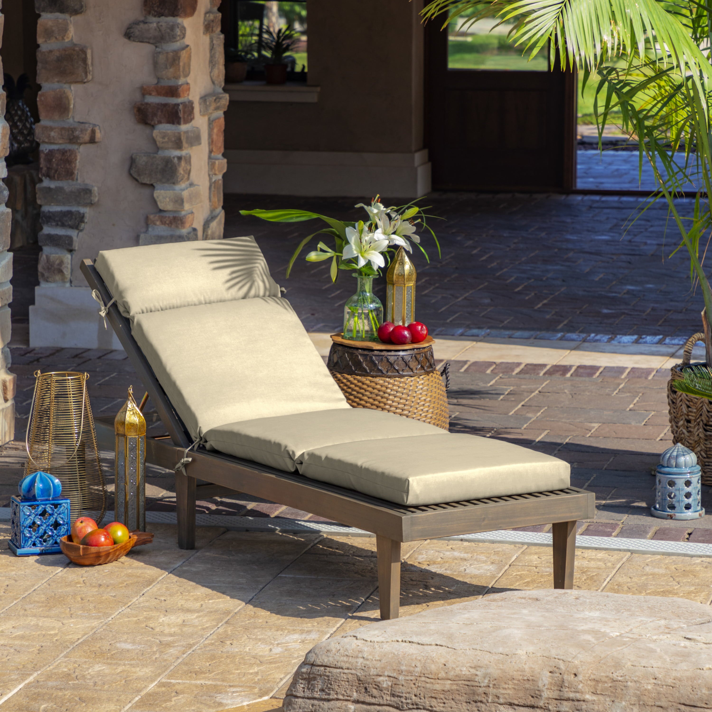 Arden Selections Outdoor Chaise Lounge Cushion 72 x 21， Tan Leala