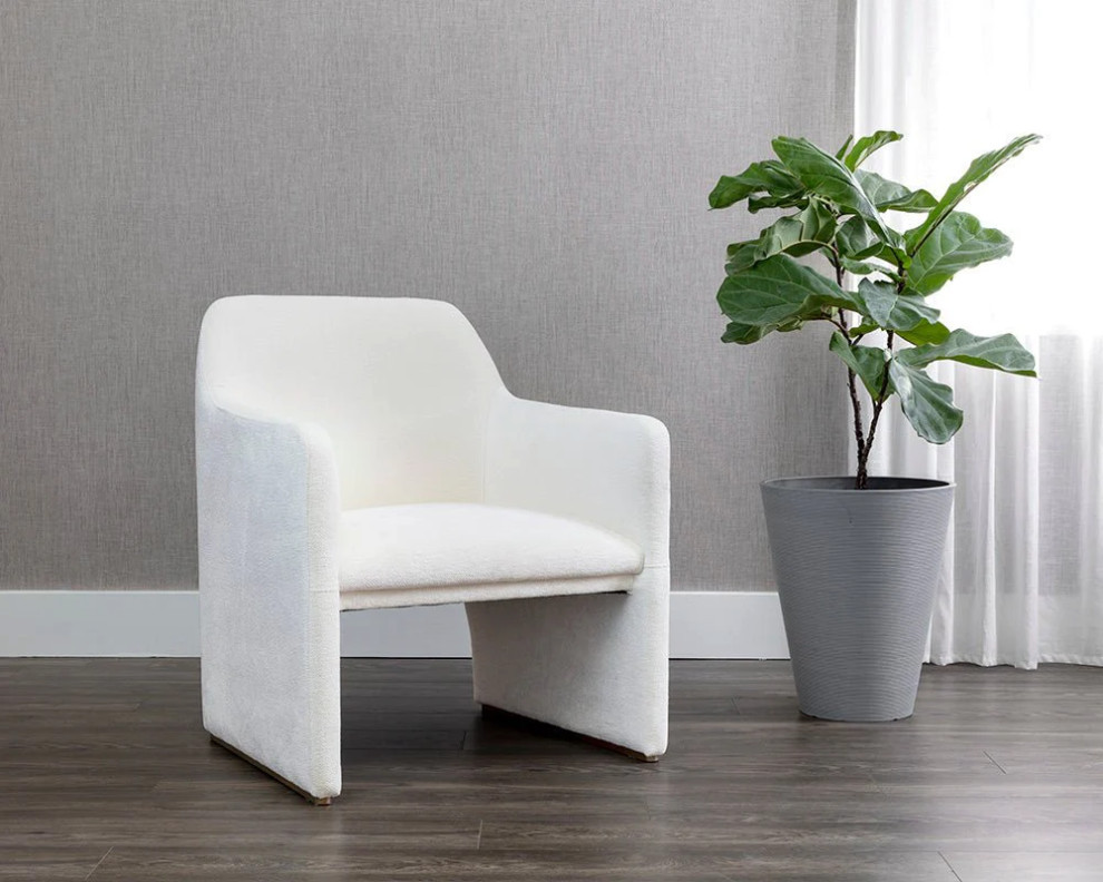 Capella Lounge Chair  Lux Brass  Rubino White   Contemporary   Armchairs And Accent Chairs   by Peachtree Fine Furniture  Houzz