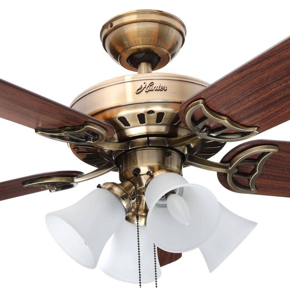 Hunter Studio Series 52 in LED Antique Brass Indoor Ceiling Fan with Light Kit